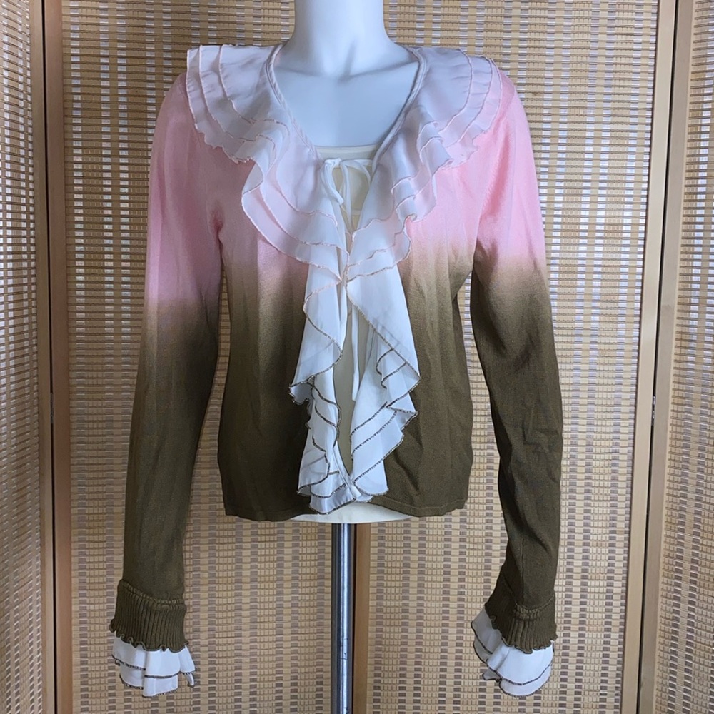 Peter Martin Ombré Long Sleeve Ruffle Shrug Size 10